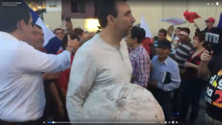 Luis Zelaya marcha en las calles en el plantón en apoyo a la MACCIH